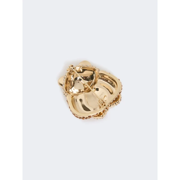 Max Mara Perle Rhinestone Metal Brooch in Bronze | Brooches & Pins | Coveti