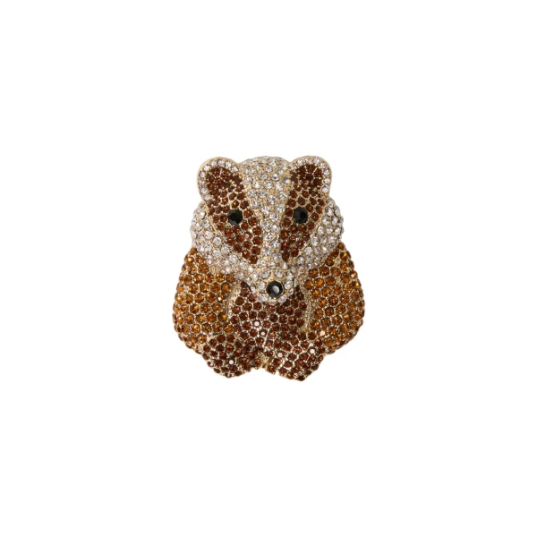 Max Mara Perle Rhinestone Metal Brooch in Bronze | Brooches & Pins | Coveti