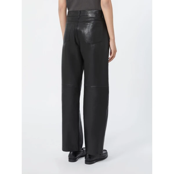 Max Mara Pesca Five-Pocket Nappa Leather Trousers in Black | Tailored pants | Coveti