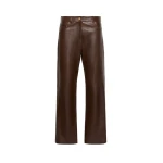 Max Mara Pesca Five-Pocket Nappa Leather Trousers in Dark Brown | Tailored pants | Coveti