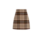 Max Mara Pesche Short Checked Wool Skirt in Brown | Mini Skirts | Coveti