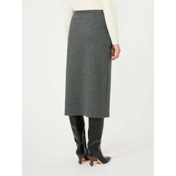 Max Mara Petali Jacquard Jersey Wrap Skirt in Medium Grey | Pencil Skirts | Coveti