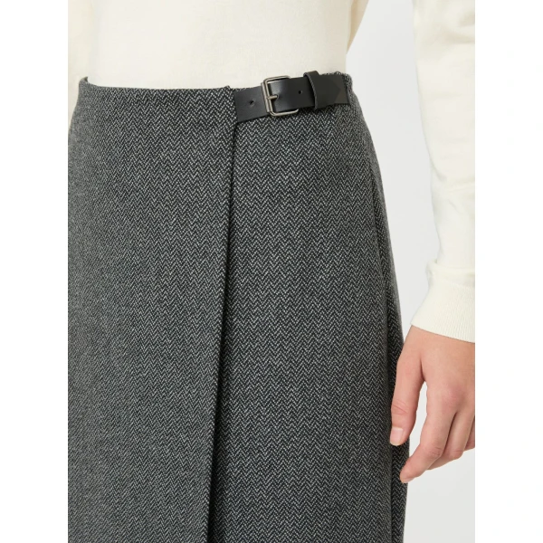 Max Mara Petali Jacquard Jersey Wrap Skirt in Medium Grey | Pencil Skirts | Coveti
