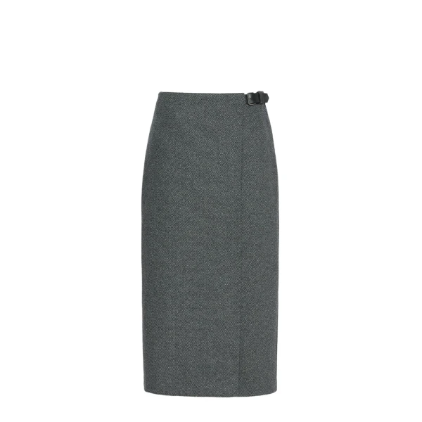 Max Mara Petali Jacquard Jersey Wrap Skirt in Medium Grey | Pencil Skirts | Coveti