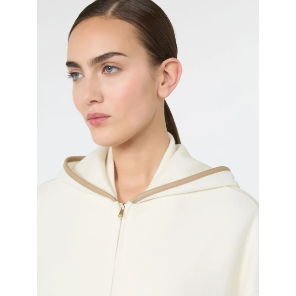 Max Mara Petali Wool and Cashmere Hooded Sweater in White | Sweaters | Coveti