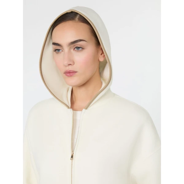Max Mara Petali Wool and Cashmere Hooded Sweater in White | Sweaters | Coveti