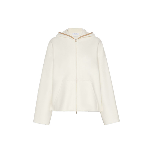 Max Mara Petali Wool and Cashmere Hooded Sweater in White | Sweaters | Coveti