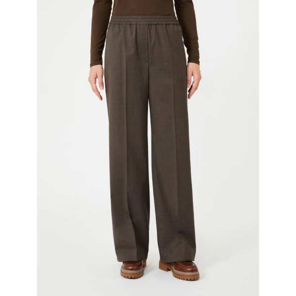 Max Mara Petra Stretch Wool Batavia Trousers in Brown | Tailored pants | Coveti