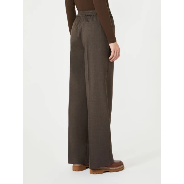 Max Mara Petra Stretch Wool Batavia Trousers in Brown | Tailored pants | Coveti