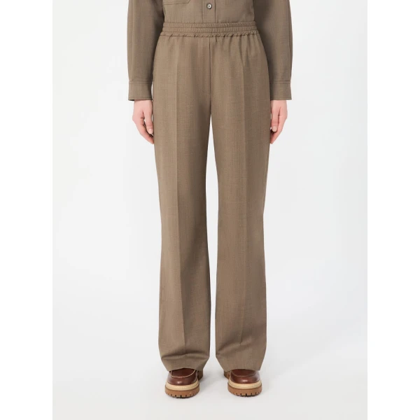 Max Mara Petra Stretch Wool Batavia Trousers in Marron Glace | Tailored pants | Coveti