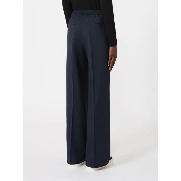 Max Mara Petra Stretch Wool Batavia Trousers in Navy | Tailored pants | Coveti