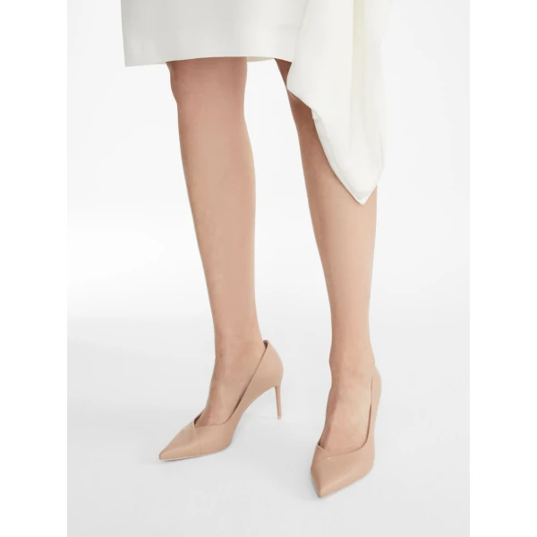 Max Mara Phyllis Nappa Leather Court Shoes in Powder Pink | Heels | Coveti