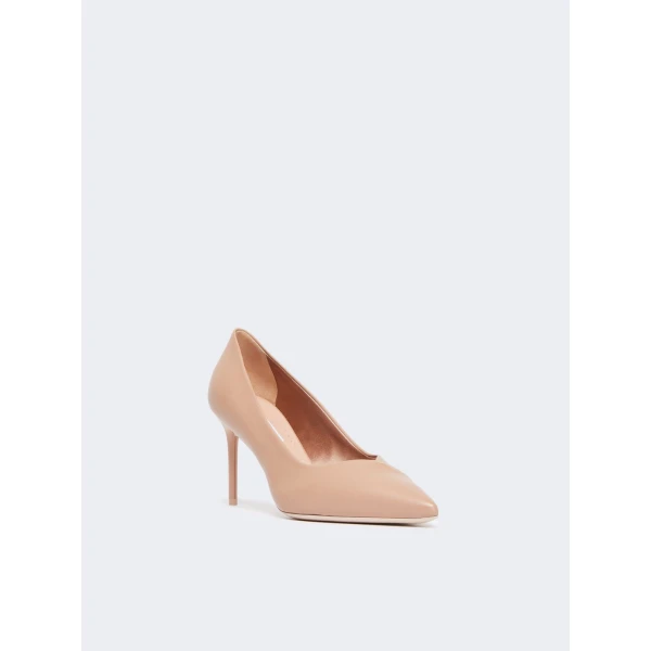 Max Mara Phyllis Nappa Leather Court Shoes in Powder Pink | Heels | Coveti