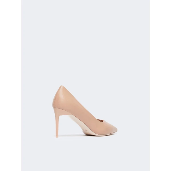 Max Mara Phyllis Nappa Leather Court Shoes in Powder Pink | Heels | Coveti