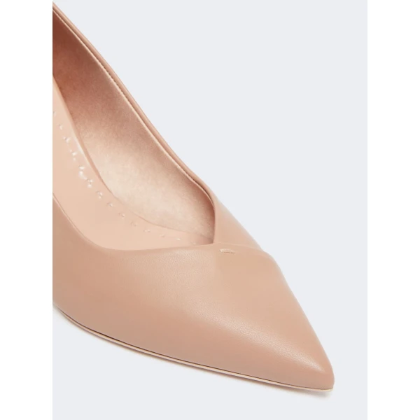 Max Mara Phyllis Nappa Leather Court Shoes in Powder Pink | Heels | Coveti