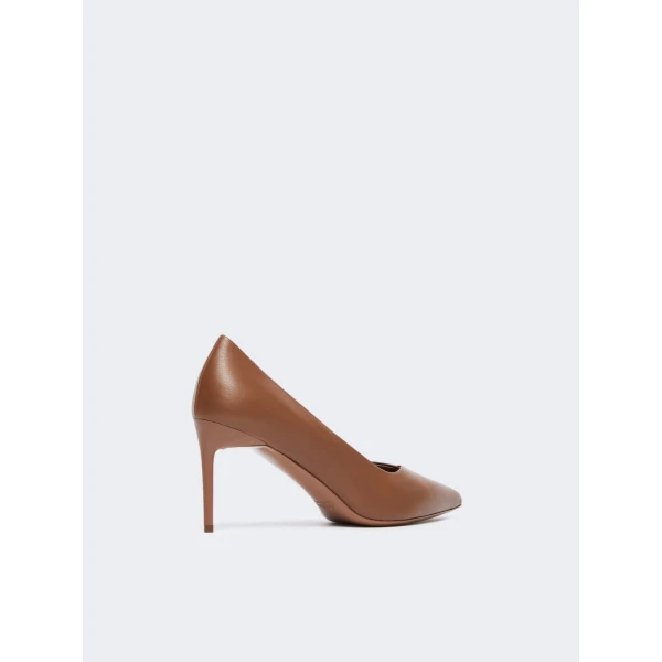 Max Mara Phyllis Nappa Leather Court Shoes in Tobacco | Heels | Coveti