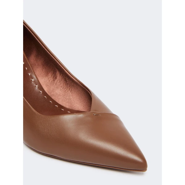 Max Mara Phyllis Nappa Leather Court Shoes in Tobacco | Heels | Coveti
