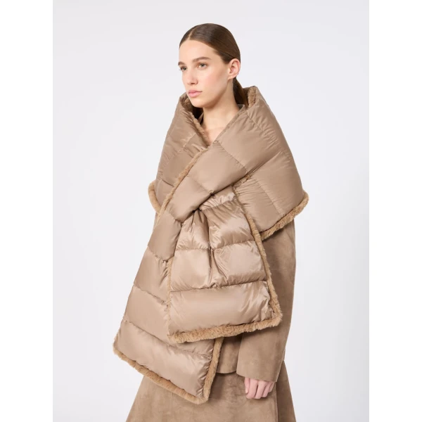 Max Mara Piacere Water-Repellent Canvas Padded Stole in Clay | Scarves | Coveti