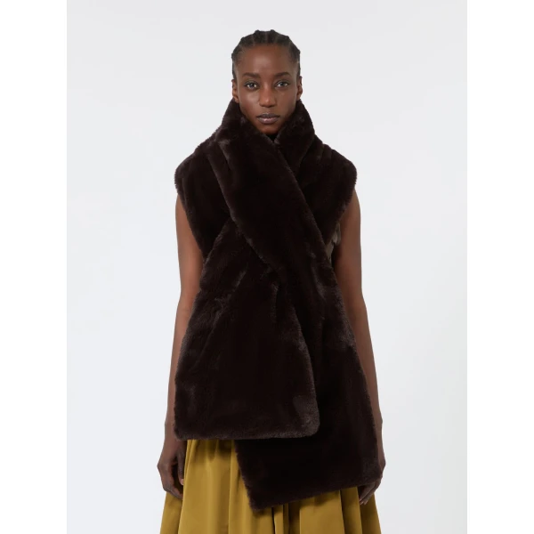 Max Mara Piacere Water-Repellent Canvas Padded Stole in Dark Brown | Scarves | Coveti