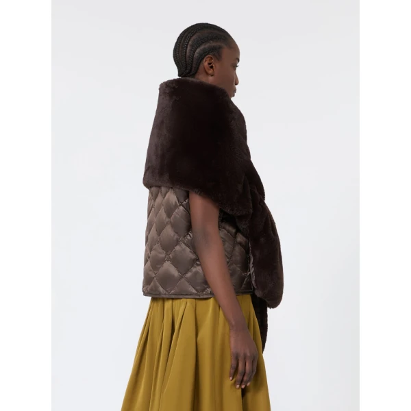Max Mara Piacere Water-Repellent Canvas Padded Stole in Dark Brown | Scarves | Coveti