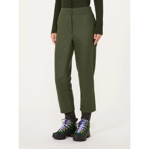 Max Mara Piega Melange Wool Cropped Trousers in Moss Green | Tailored pants | Coveti