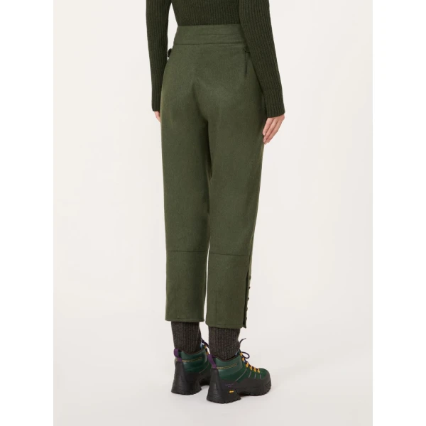Max Mara Piega Melange Wool Cropped Trousers in Moss Green | Tailored pants | Coveti