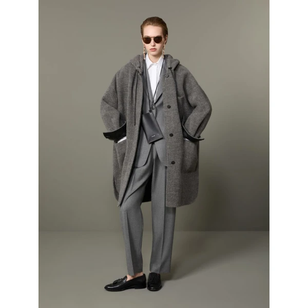 Max Mara Pietra Baby Llama Parka Coat in Medium Grey | Coats | Coveti