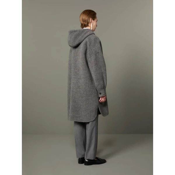 Max Mara Pietra Baby Llama Parka Coat in Medium Grey | Coats | Coveti
