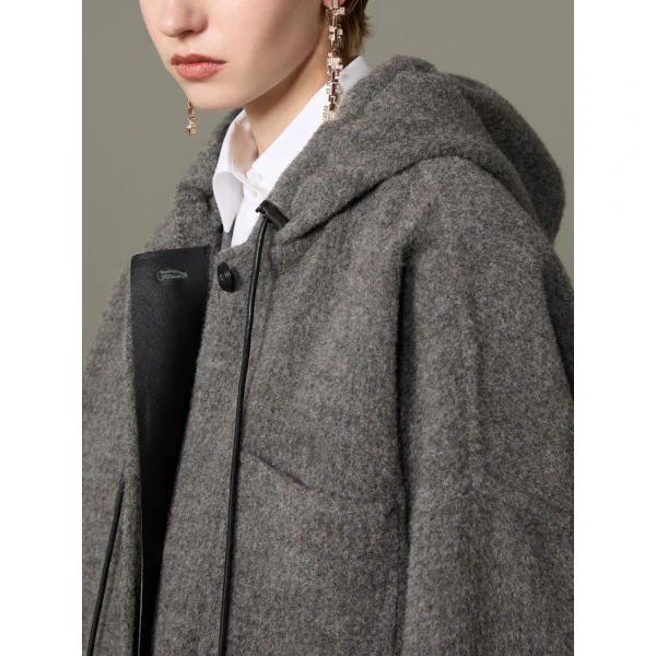 Max Mara Pietra Baby Llama Parka Coat in Medium Grey | Coats | Coveti