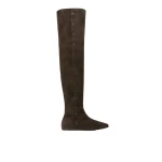Max Mara Pietra Studded Split Leather Boots in Dark Brown | Boots | Coveti