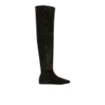 Max Mara Pietra Studded Split Leather Boots in Dark Grey | Boots | Coveti