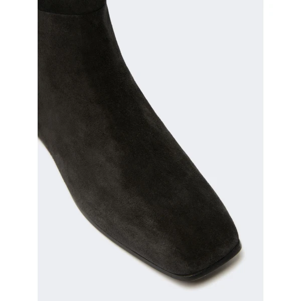 Max Mara Pietra Studded Split Leather Boots in Dark Grey | Boots | Coveti