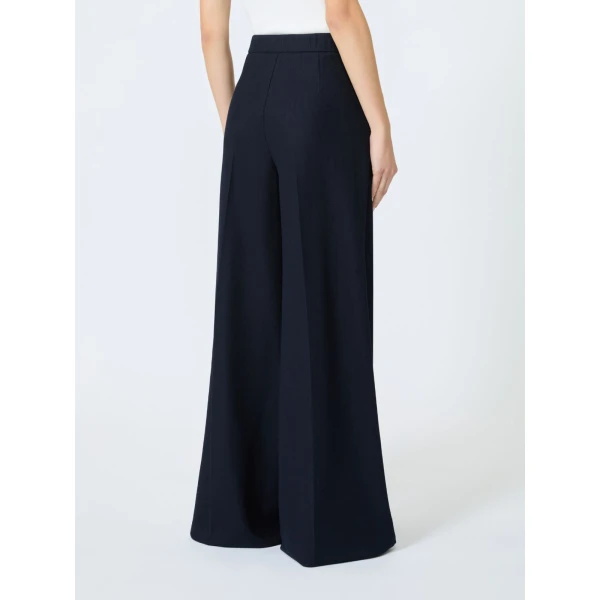 Max Mara Pinza Wide-Fit Pique Jersey Trousers in Ultramarine | Wide leg pants | Coveti