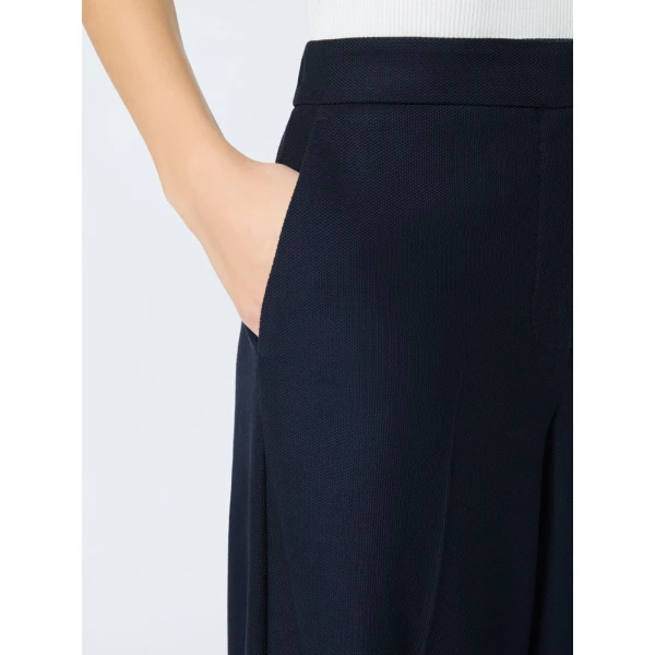 Max Mara Pinza Wide-Fit Pique Jersey Trousers in Ultramarine | Wide leg pants | Coveti