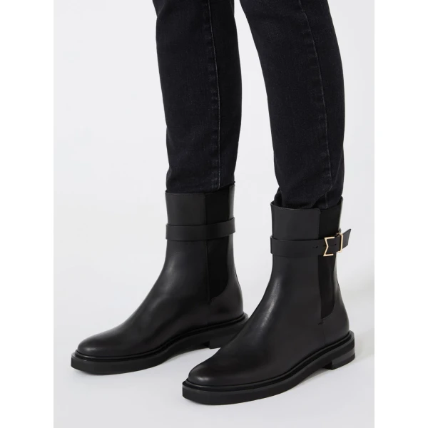 Max Mara Pio Leather Chelsea Boots in Black | Boots | Coveti