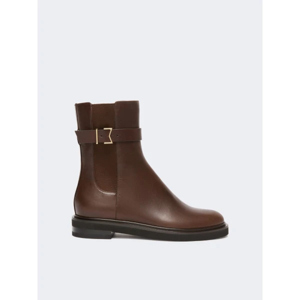 Max Mara Pio Leather Chelsea Boots in Dark Brown | Boots | Coveti