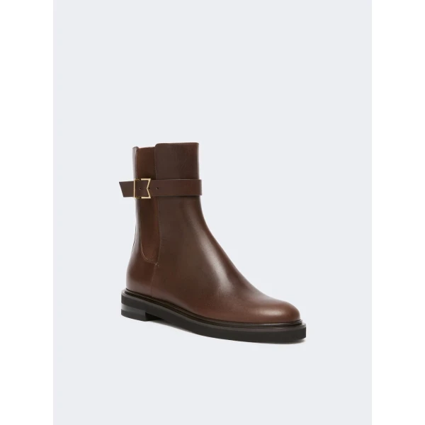Max Mara Pio Leather Chelsea Boots in Dark Brown | Boots | Coveti