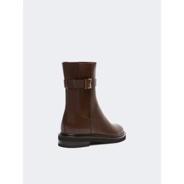 Max Mara Pio Leather Chelsea Boots in Dark Brown | Boots | Coveti