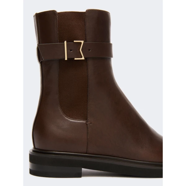 Max Mara Pio Leather Chelsea Boots in Dark Brown | Boots | Coveti
