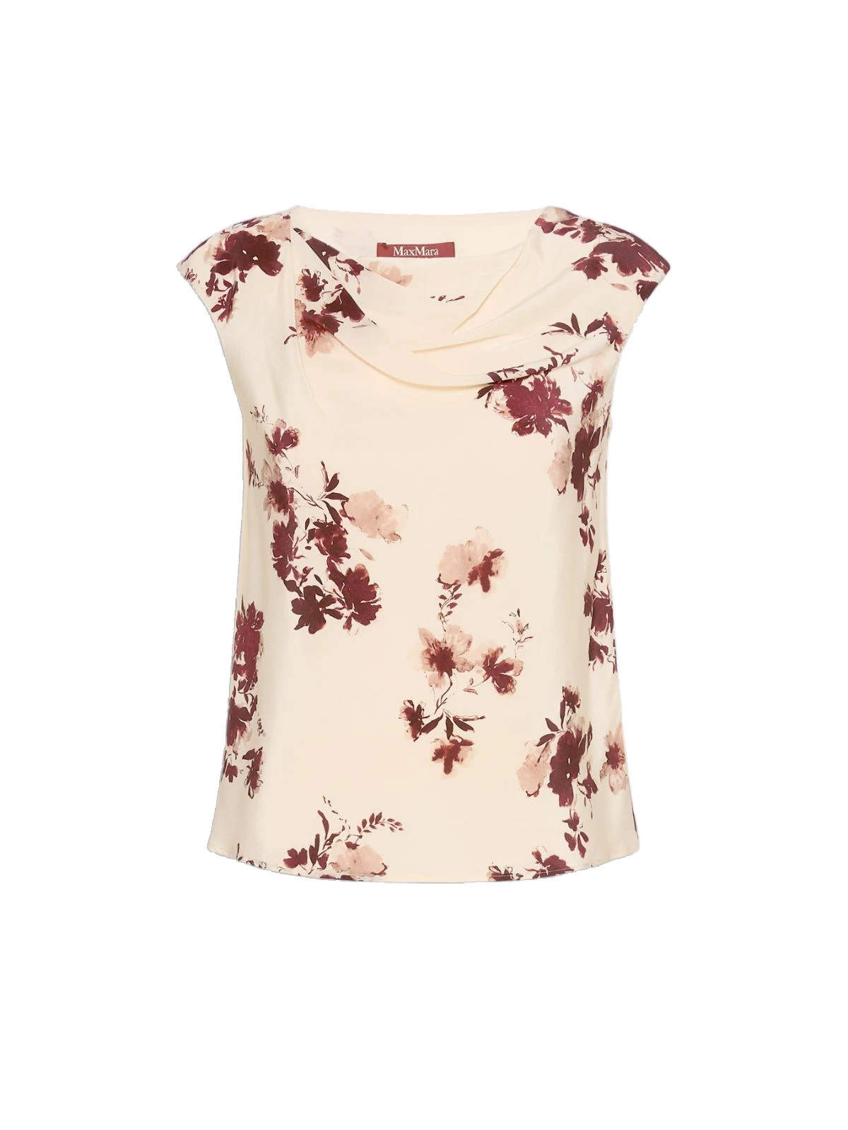 Max Mara Pioggia Printed Silk Crepe de Chine Top in Bordeaux Max Mara Pioggia Printed Silk Crepe de Chine Top in Bordeaux | Blouse | Coveti