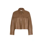 Max Mara Piovra Nappa Leather Shirt Jacket in Brown | Leather Jackets | Coveti