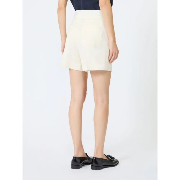 Max Mara Pittura Lightweight Woollen Cloth Shorts in Ivory | Shorts | Coveti