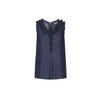 Max Mara Piuma Sleeveless Cotton Denim Top in Midnight Blue | Sleeveless | Coveti