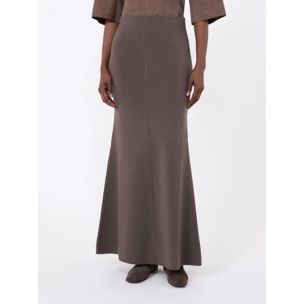 Max Mara Piuma Wool and Cashmere Knit Skirt in Mud | Maxi Skirts | Coveti