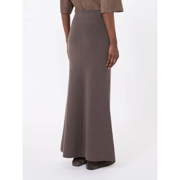 Max Mara Piuma Wool and Cashmere Knit Skirt in Mud | Maxi Skirts | Coveti