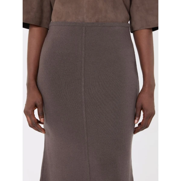Max Mara Piuma Wool and Cashmere Knit Skirt in Mud | Maxi Skirts | Coveti