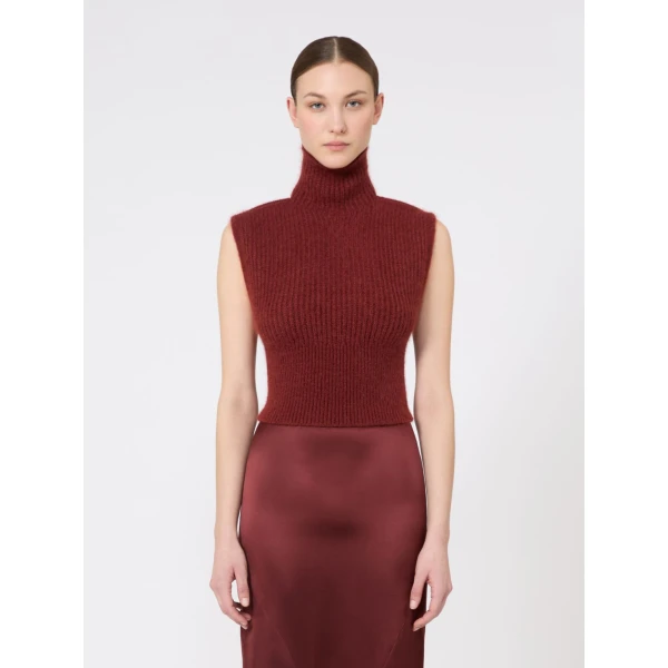 Max Mara Placido Slim-Fitting Mohair Jumper in Brown Bordeaux | Sweaters | Coveti