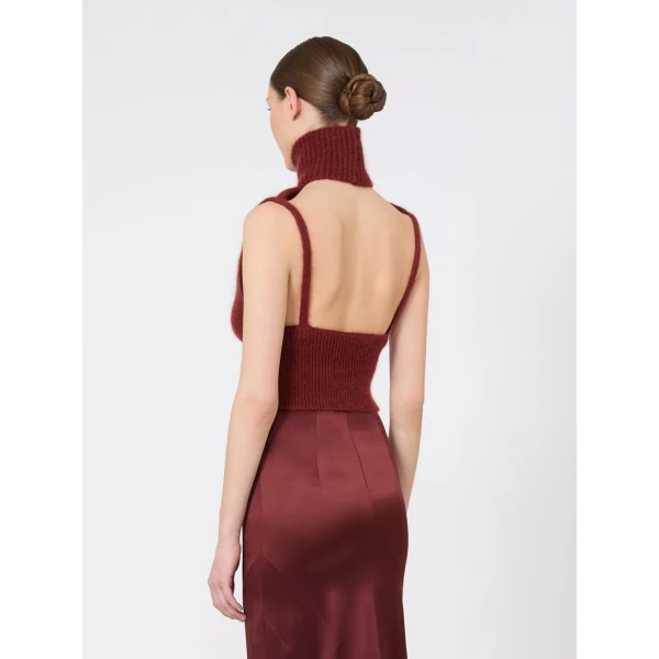 Max Mara Placido Slim-Fitting Mohair Jumper in Brown Bordeaux | Sweaters | Coveti