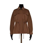 Max Mara Platani Cotton-Blend Faille Safari Jacket in Dark Brown | Jackets | Coveti