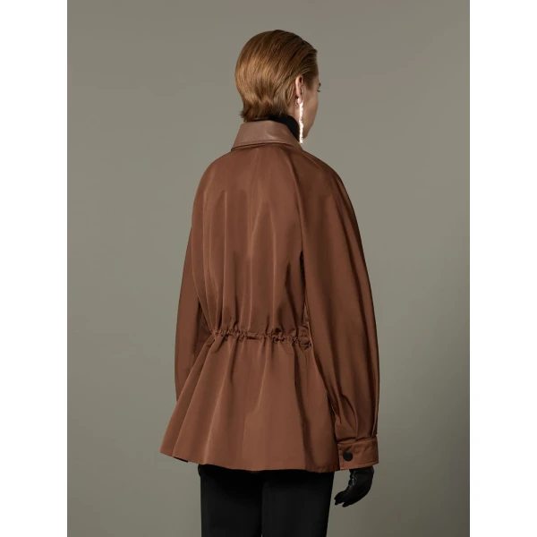 Max Mara Platani Cotton-Blend Faille Safari Jacket in Dark Brown | Jackets | Coveti